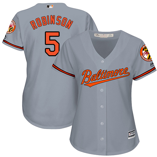 Orioles #5 Brooks Robinson Grey Road Women's Stitched MLB Jersey